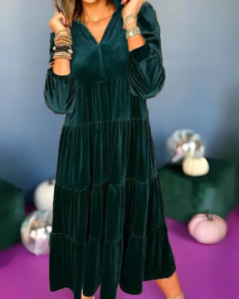 YOANA - VINTAGE LONG SLEEVE VELVET DRESS