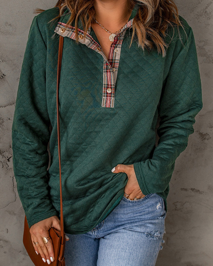 RENEE - Plaid Snap Down Sweatshirt