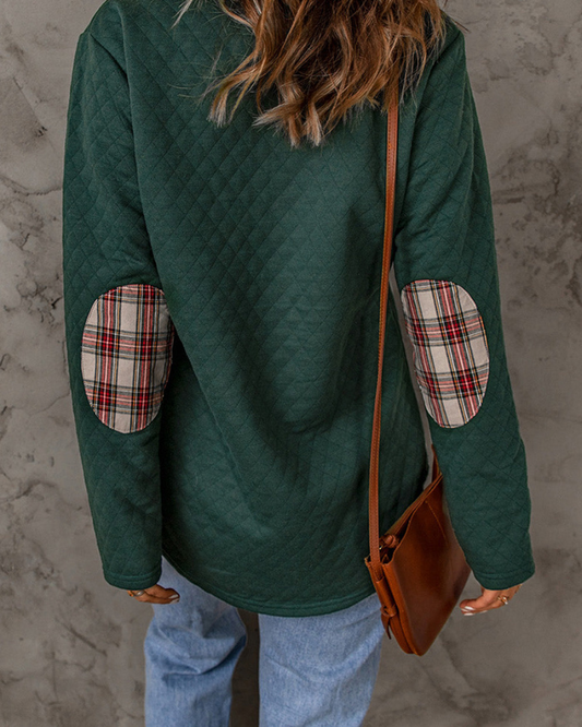 RENEE - Plaid Snap Down Sweatshirt