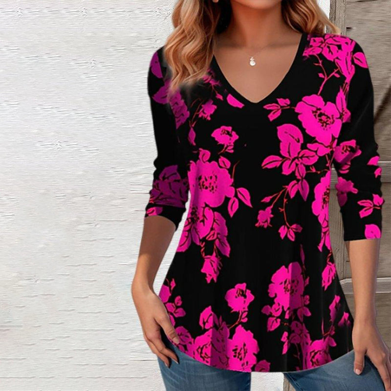 Elegant Floral Print T-Shirt