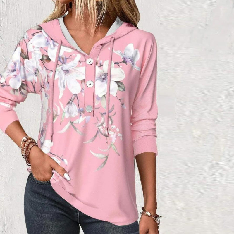 Floral Print Hooded Sweatshirt