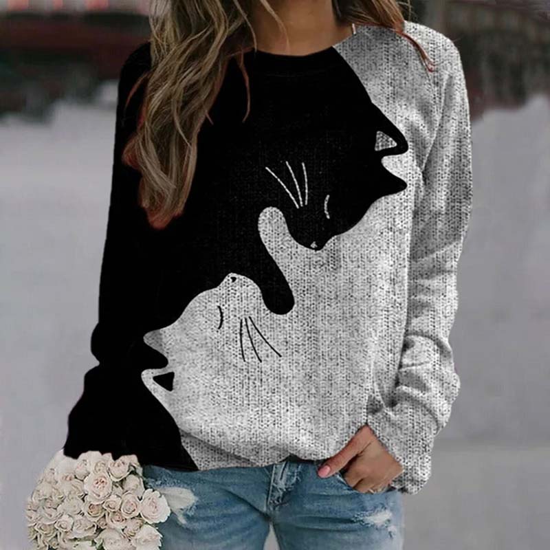 Creative Cat Print Sweatshirt