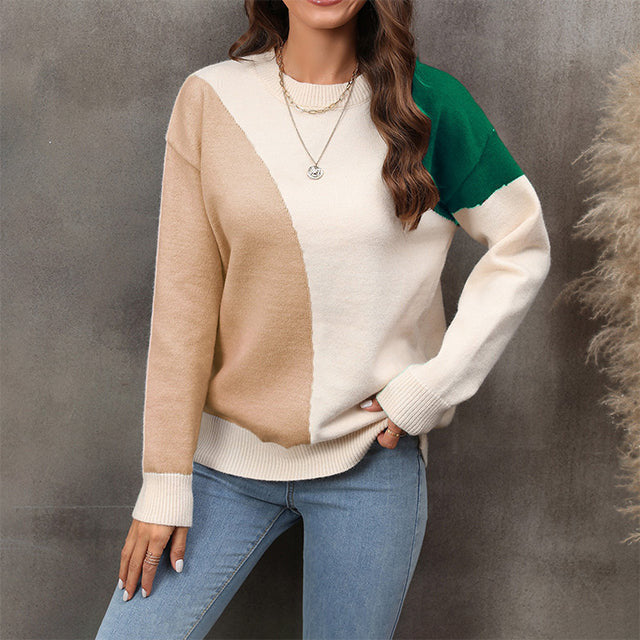 Contrast Color Casual Sweater