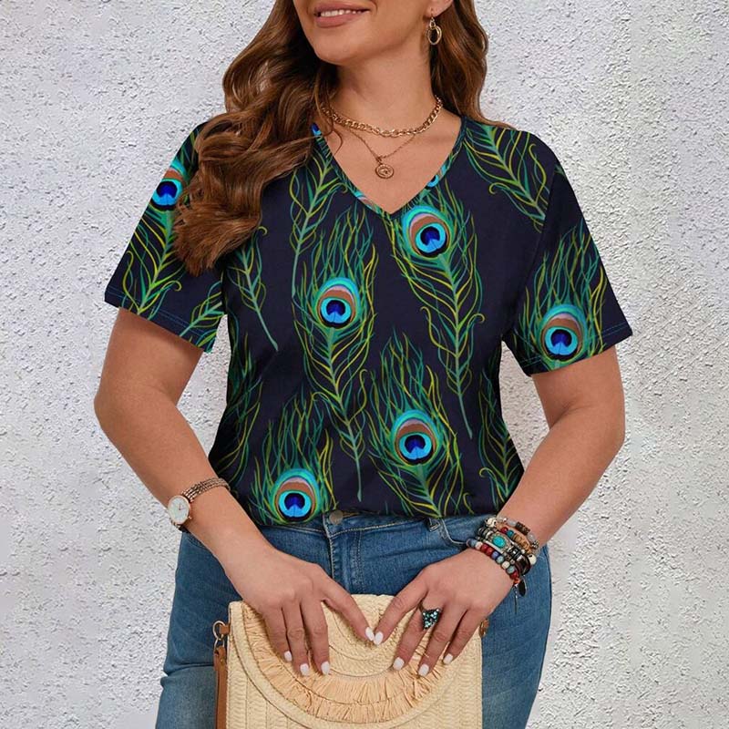 Peacock Feather Print T-Shirt