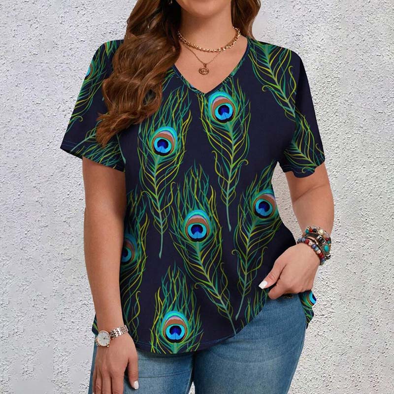 Peacock Feather Print T-Shirt