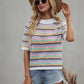 SAYLOR STRIPPED HALF SLEEVE KNIT TOP