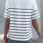 Women's Knitted Striped Button Round Neck Short Sleeve T-Shirt 26924936YM