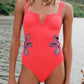 FLORAL CUTOUT ONE-PIECE SWIMSUIT