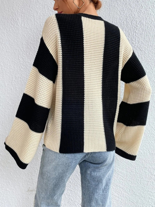 LAUREN STRIPED MOCK NECK LONG SLEEVE