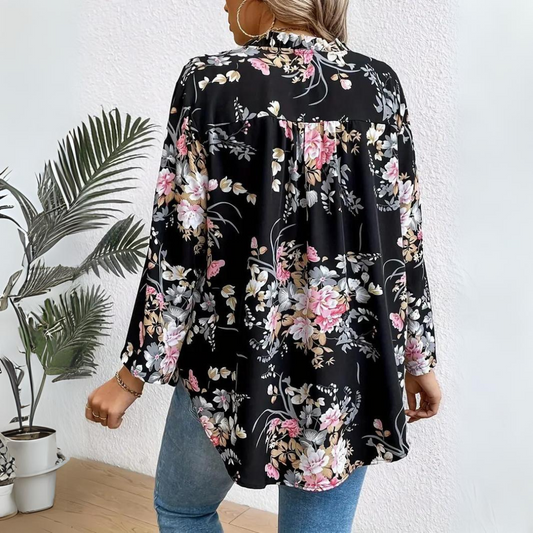 Mariah - Flattering Chiffon Floral Blouse