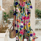 V-neck colorful printed long dress