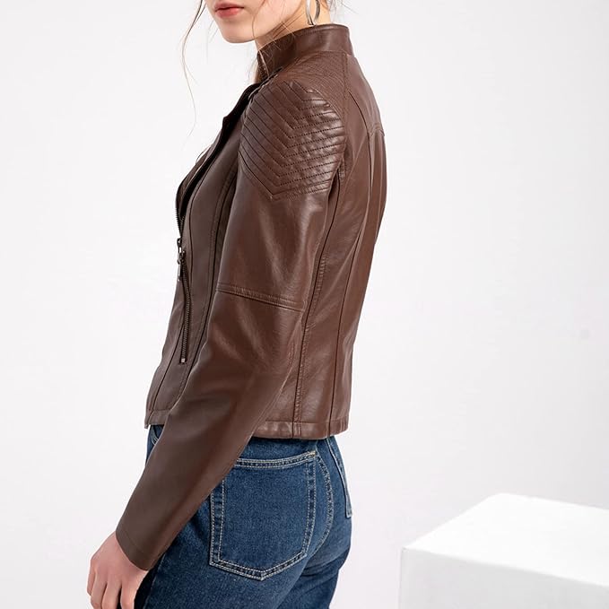 Jill - Stylish Lapel Collar Leather Jacket