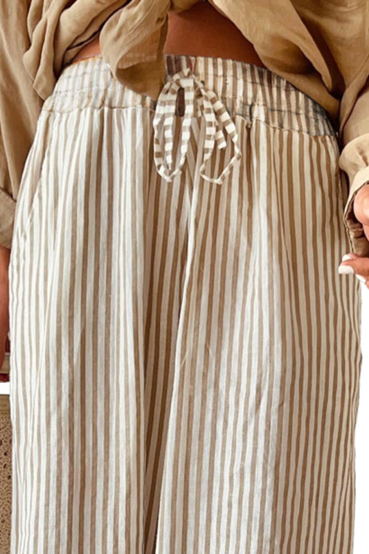 LINDLEY POCKETED STRIPE WIDE LEG PANTS