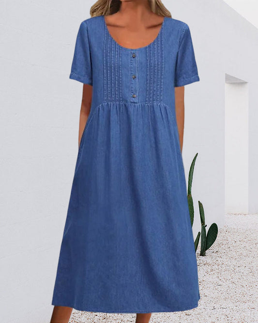 Denim short sleeve dress