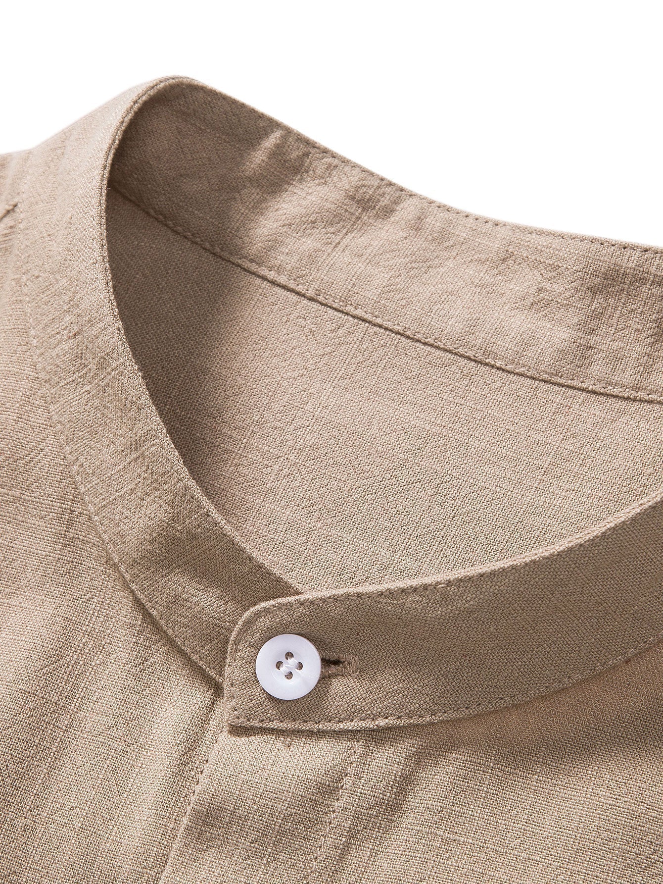 Linen-Viscose Blend Shirt with Mandarin Collar and Straight-Leg Linen Trousers