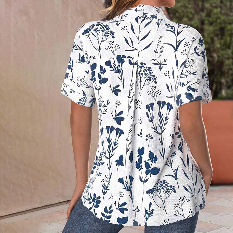 Casual Leaf Print Blouse