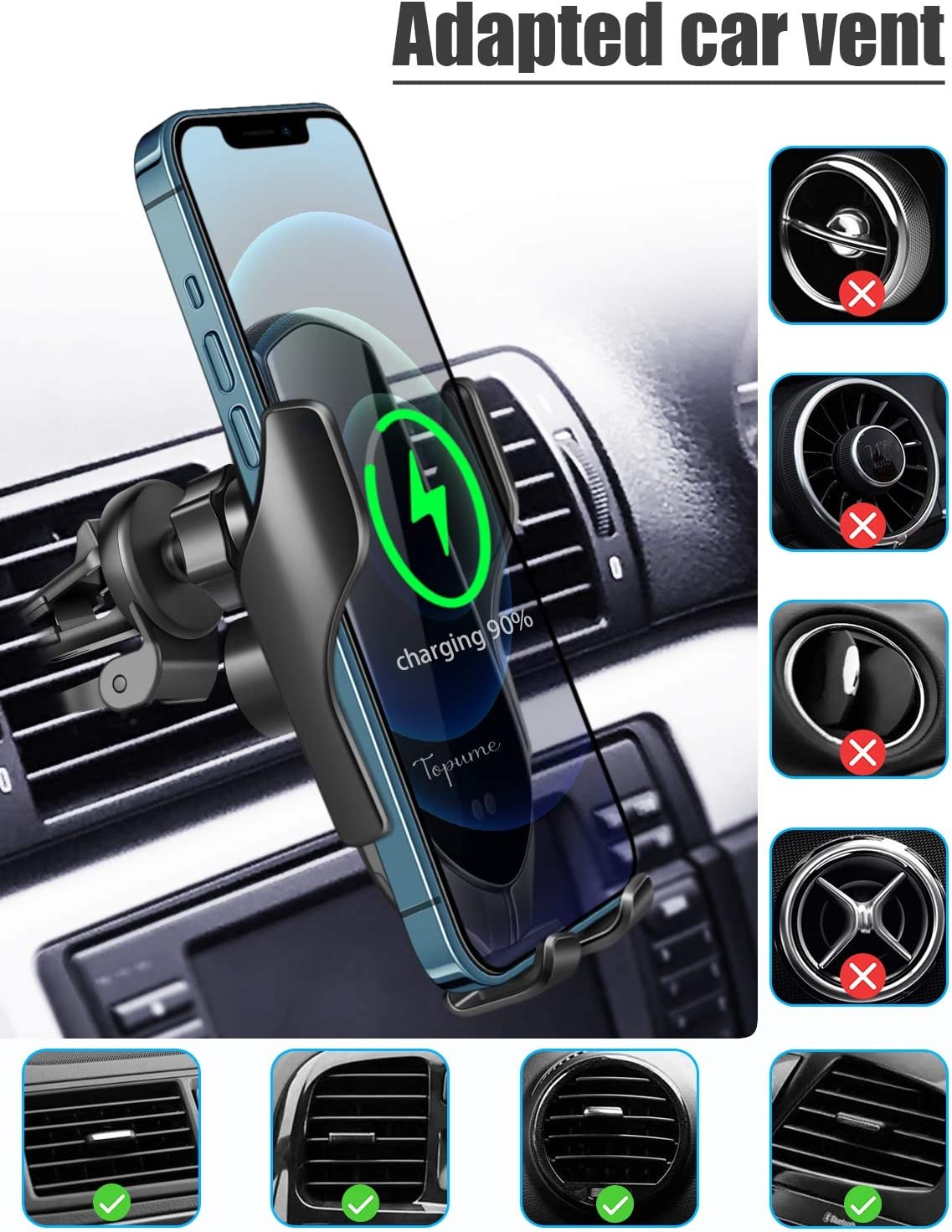 Auto Clamping Wireless Car Charger Mount