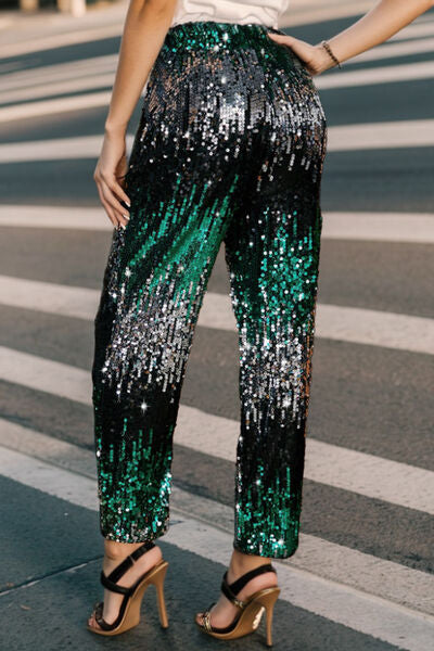 BRAELYNN SEQUIN HIGH WAIST PARTY PANTS