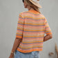 SAYLOR STRIPPED HALF SLEEVE KNIT TOP