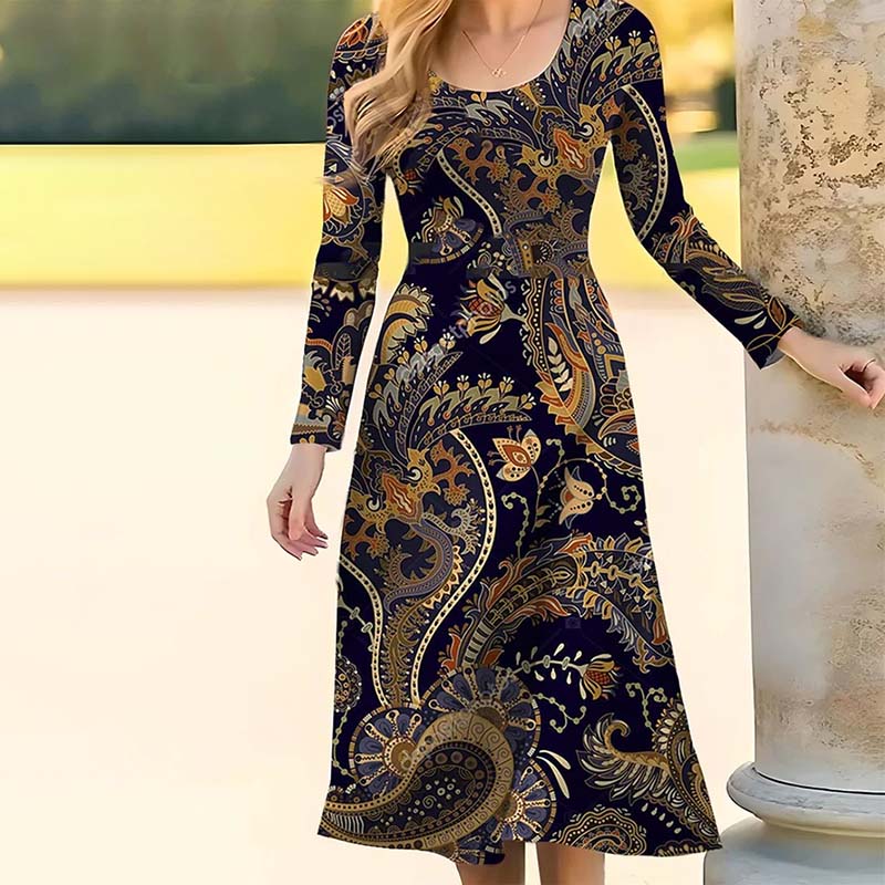 Vintage Abstract Print Dress