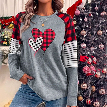 Heart Print Patchwork T-Shirt