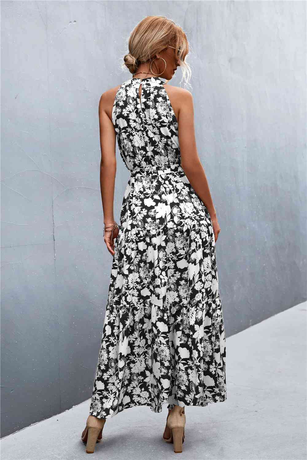 NADIA FLORAL TIE WAIST MAXI DRESS