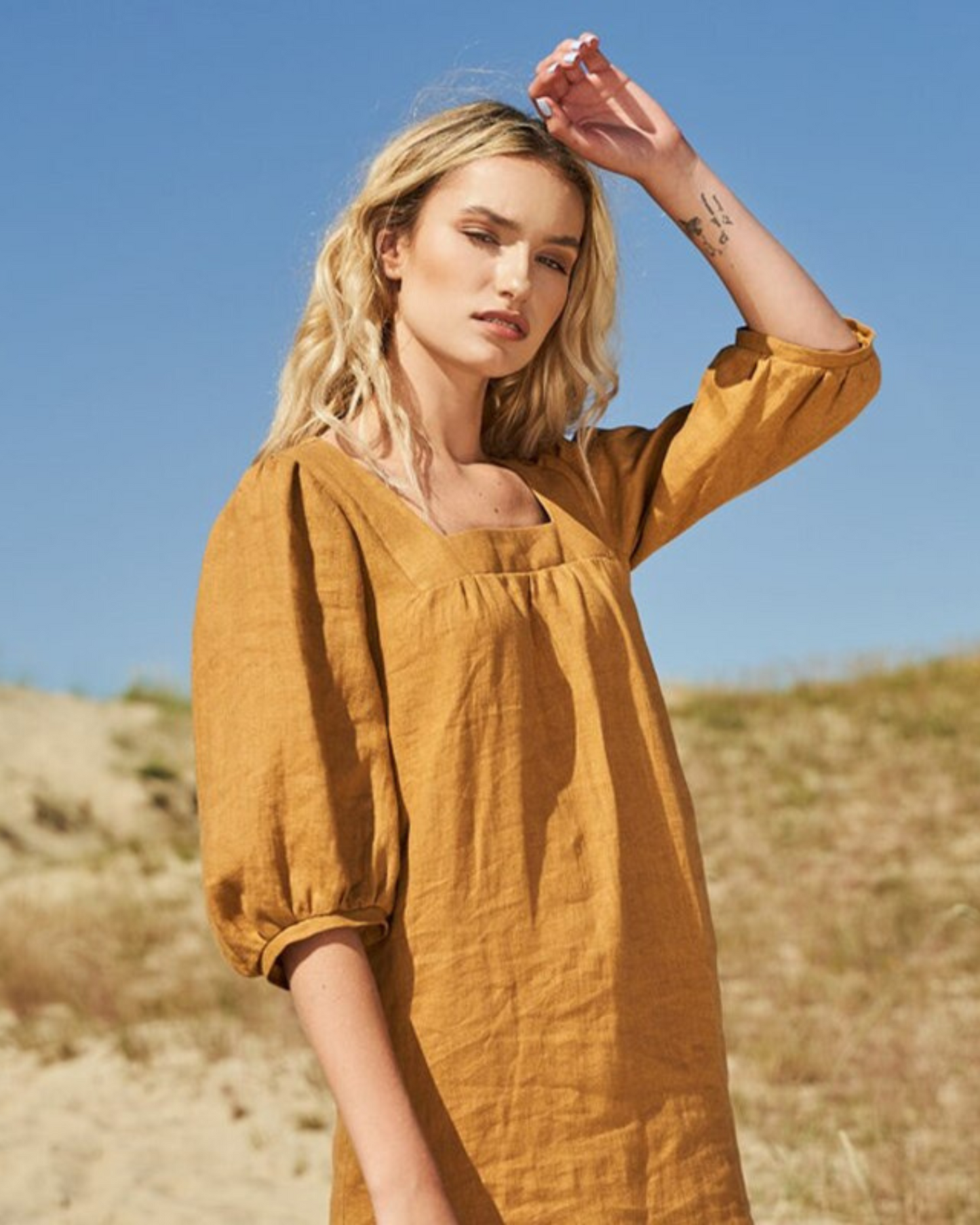 MARI - LINEN BOHO CHIC DRESS