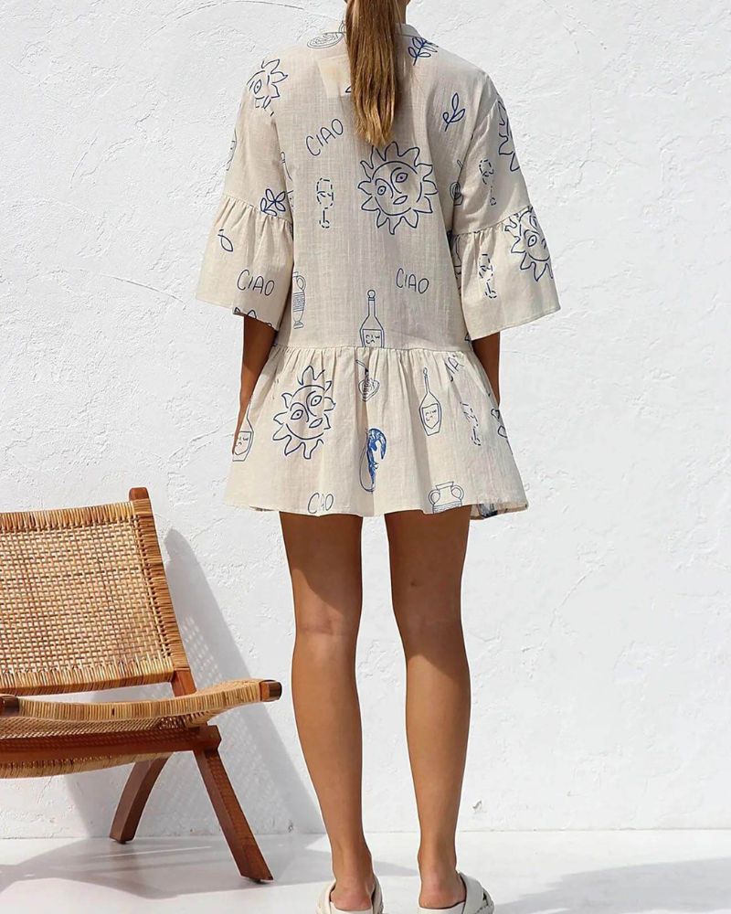 SAMALA - Ethnic Style Loose Shirt Short Dress