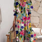 V-neck colorful printed long dress