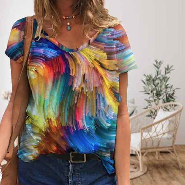 Colorful Print Casual T-Shirt