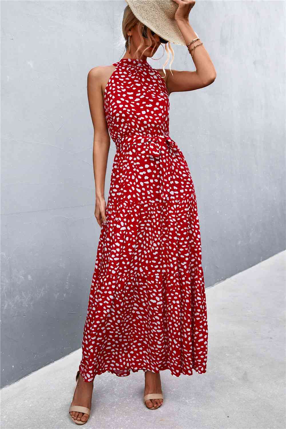 NADIA FLORAL TIE WAIST MAXI DRESS