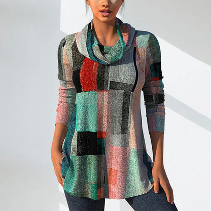 Colorful Geometric Print Blouse