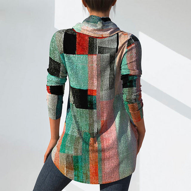 Colorful Geometric Print Blouse