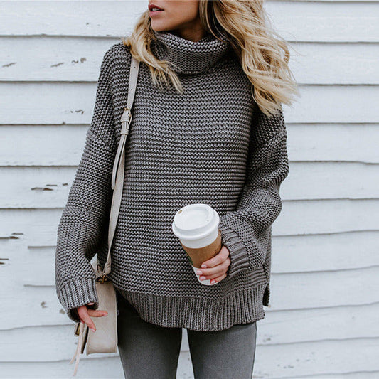 Solid Color Turtleneck Sweater