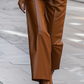 V-Neck Leather Suit Pants Two-piece Set