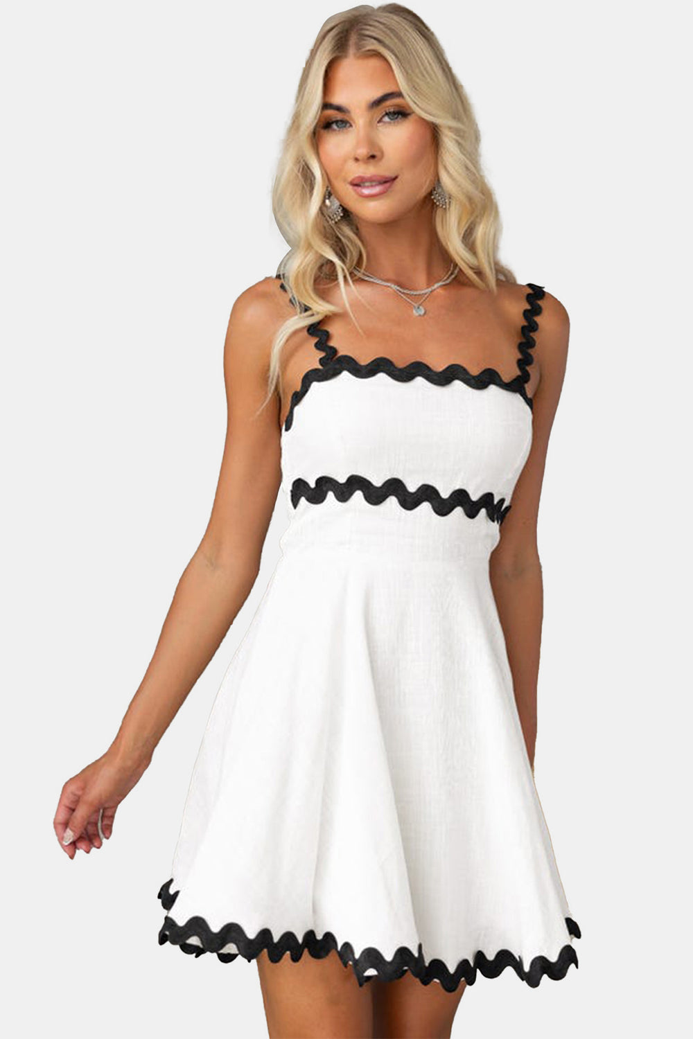 MELLY ZIG ZAG TRIM MINI DRESS