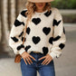 Heart-Print Plush Sweatshirt