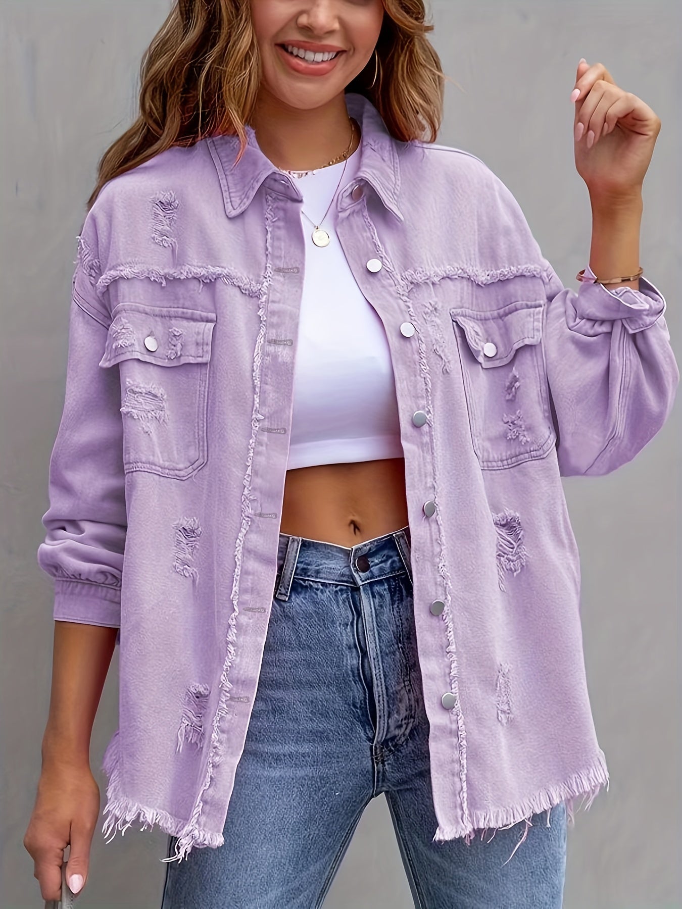 Judy - Ripped Oversized Denim Jacket