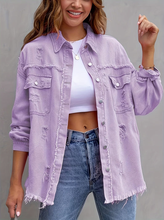 Judy - Ripped Oversized Denim Jacket