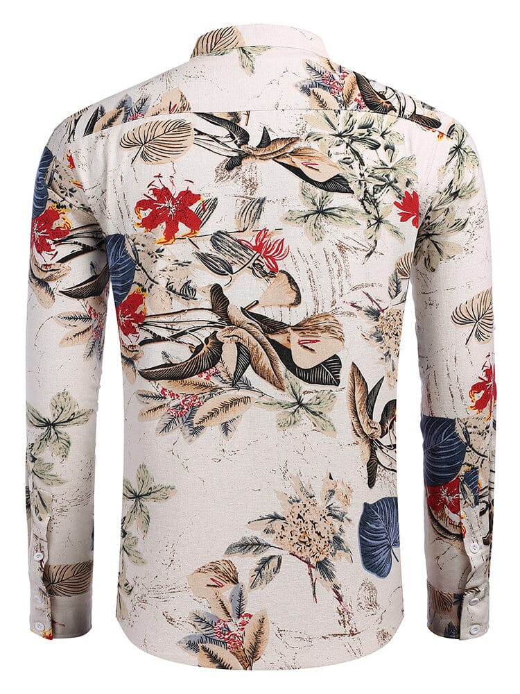 Cotton Linen Floral Henley Shirt (US Only)