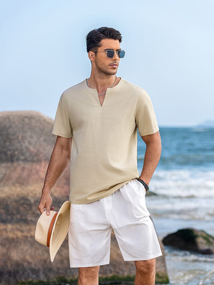 Casual Linen Style Henley Shirt (US Only)