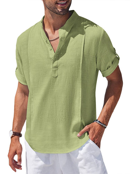 Soft Linen Blend Henley Shirt (US Only)