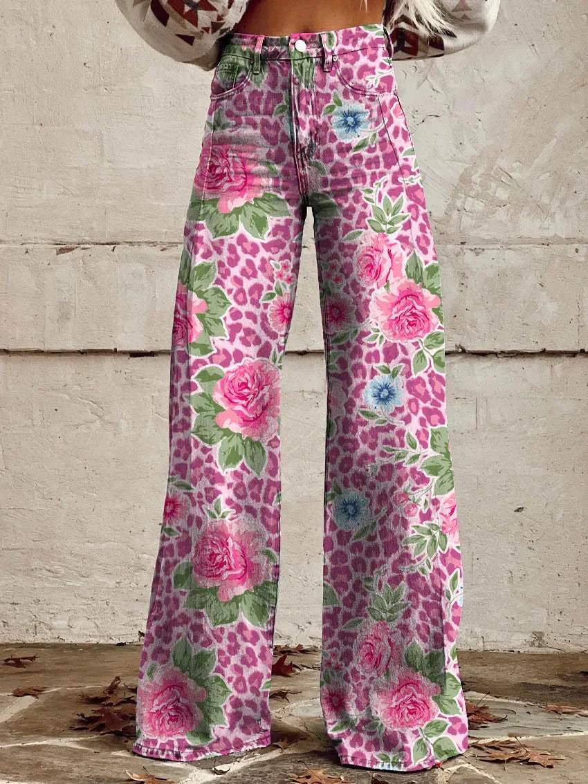 Joanna - Floral Bootcut Trousers