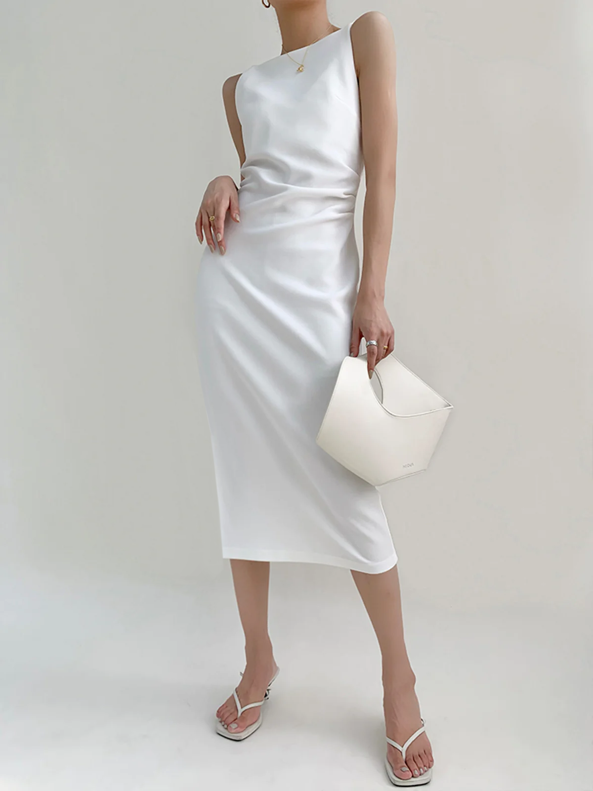 Silent Sea Boat Neck Midi Dress