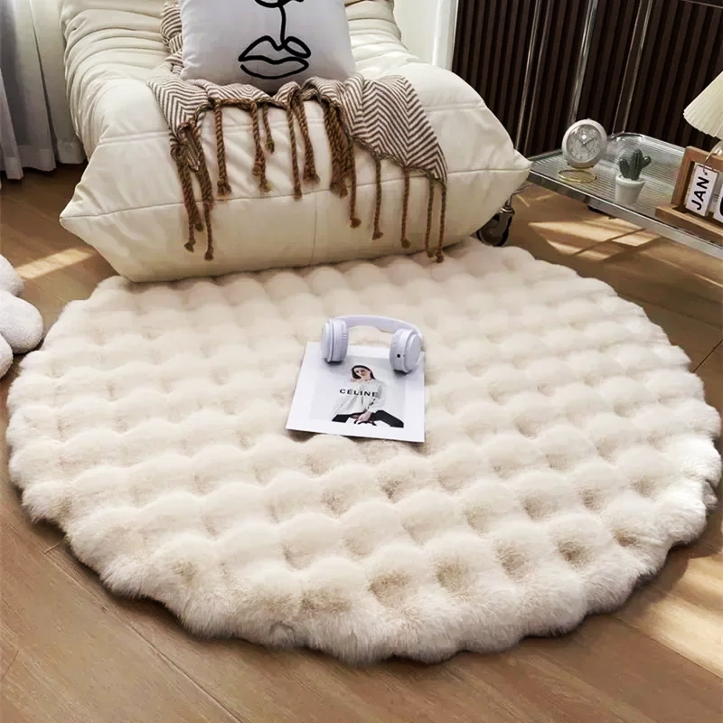 Waffle Round Plush Rug