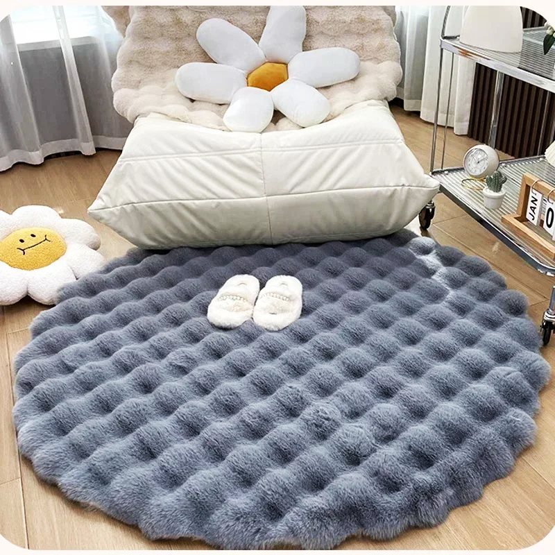 Waffle Round Plush Rug