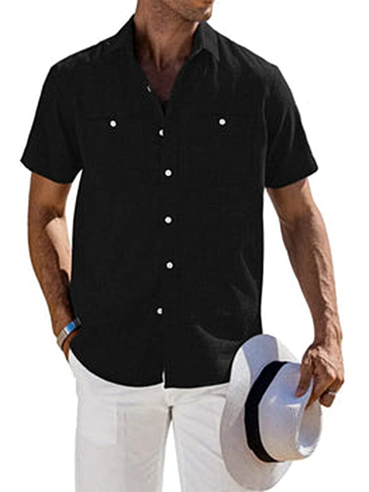 Casual Button Down Solid Linen Shirt (US Only)