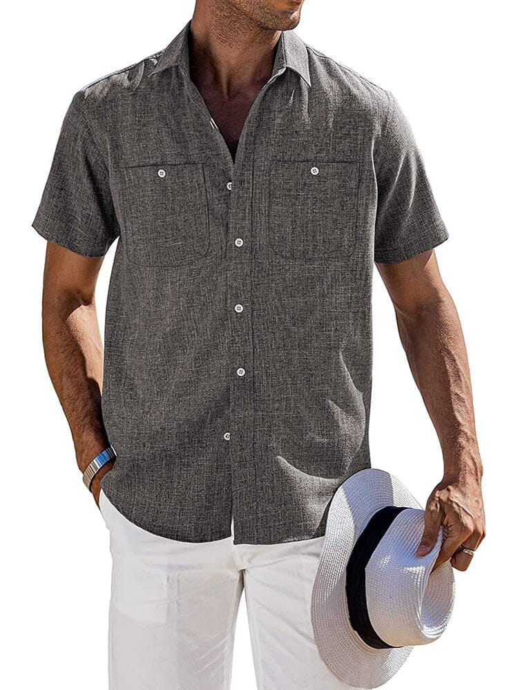 Casual Button Down Solid Linen Shirt (US Only)