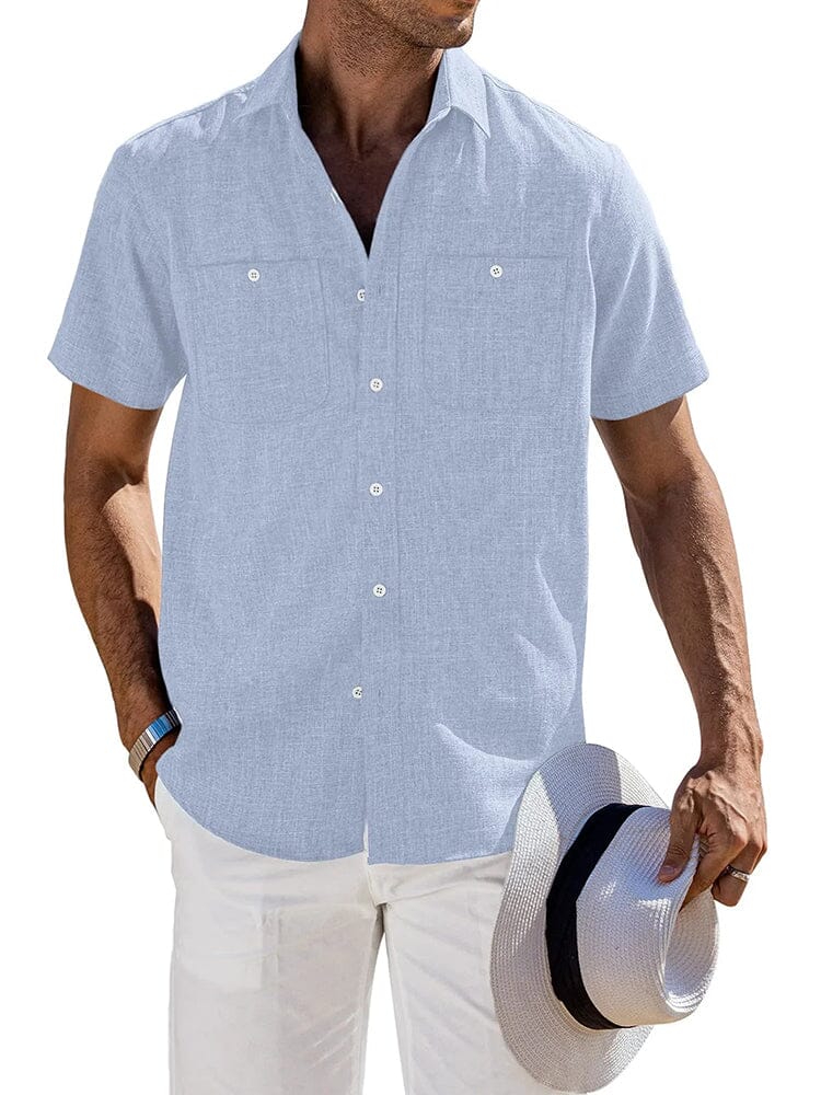 Casual Button Down Solid Linen Shirt (US Only)