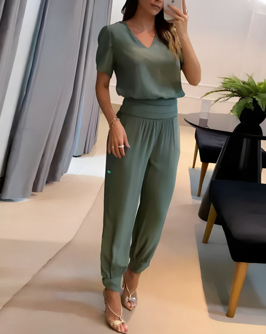 SOFIA - Trendy set with blouse and trousers